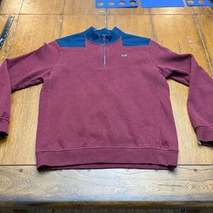 Vineyard Vines Men's Small Burgundy and Navy 1/4 Zip